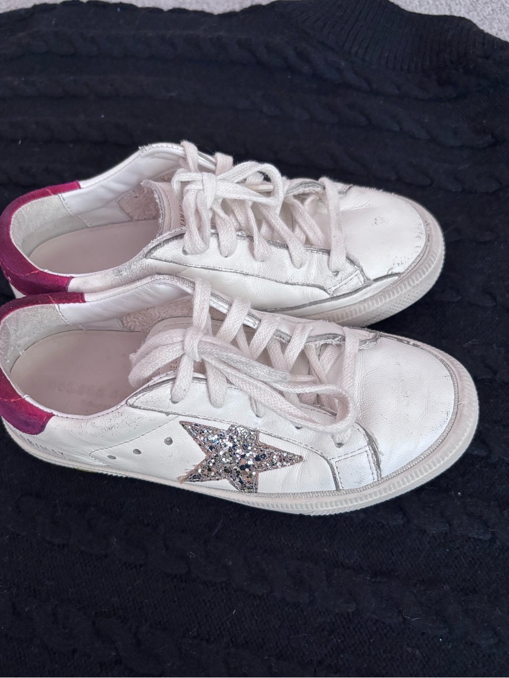 Golden Goose Kids May Sneakers White Leather Purple Suede Glitter Star Sz 30(13) - Picture 8 of 10